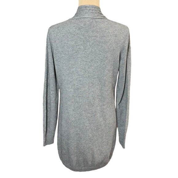 Forte Cashmere Open Front Cashmere Cardigan Sz.L Gray Quiet Luxury Cozy Longline - Picture 4 of 13